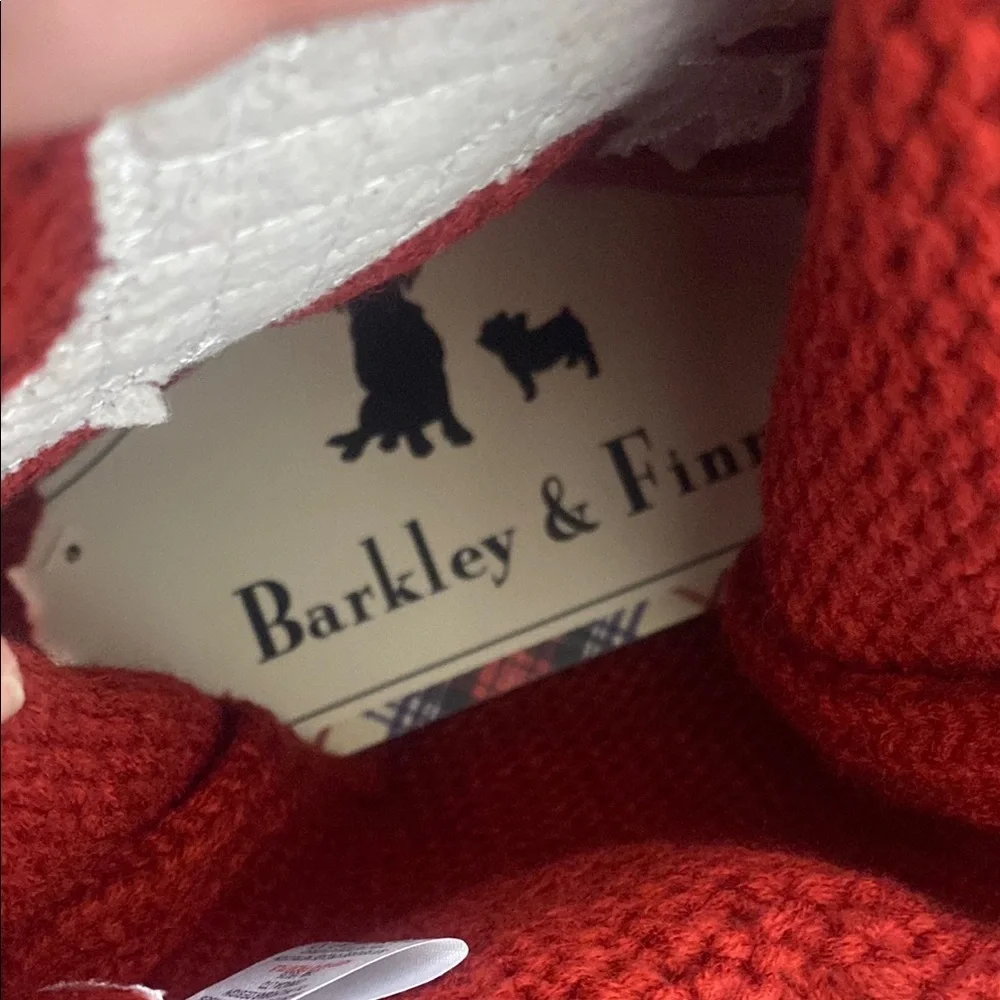 Barkley & Finn Red Dog Sweater with White Reindeer Design